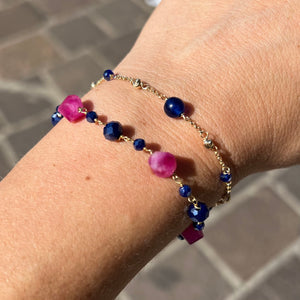 Bracciale rosario blu fucsia