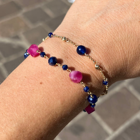 Bracciale rosario blu fucsia