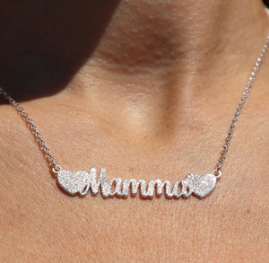 Collana diamantata con nome, iniziali, parola, numeri e/o simboli