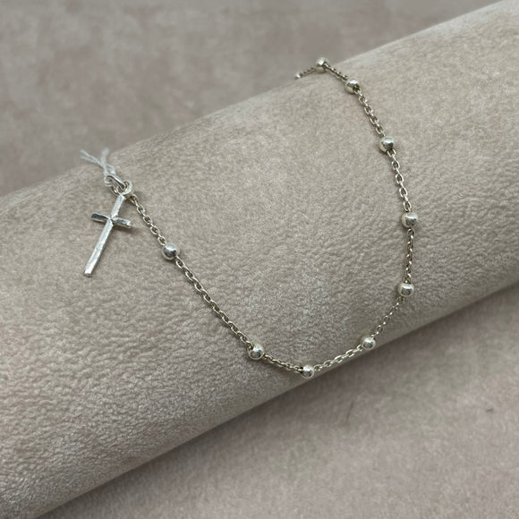 Bracciale rosario con palline e croce